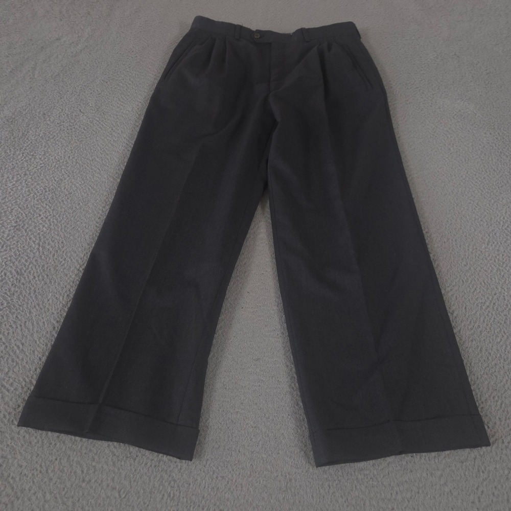 Sartori Pants Mens 32x29 Gray Straight Super 100s Wool Pleated Cuffed Italian